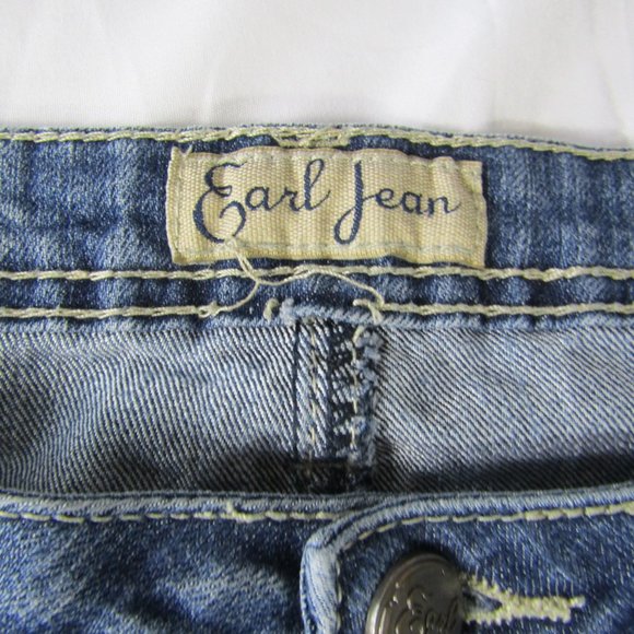 Earl Jean Blue Denim Embroidered Jeans Women's Size 28 x 27 Pre-Owned - Picture 3 of 14